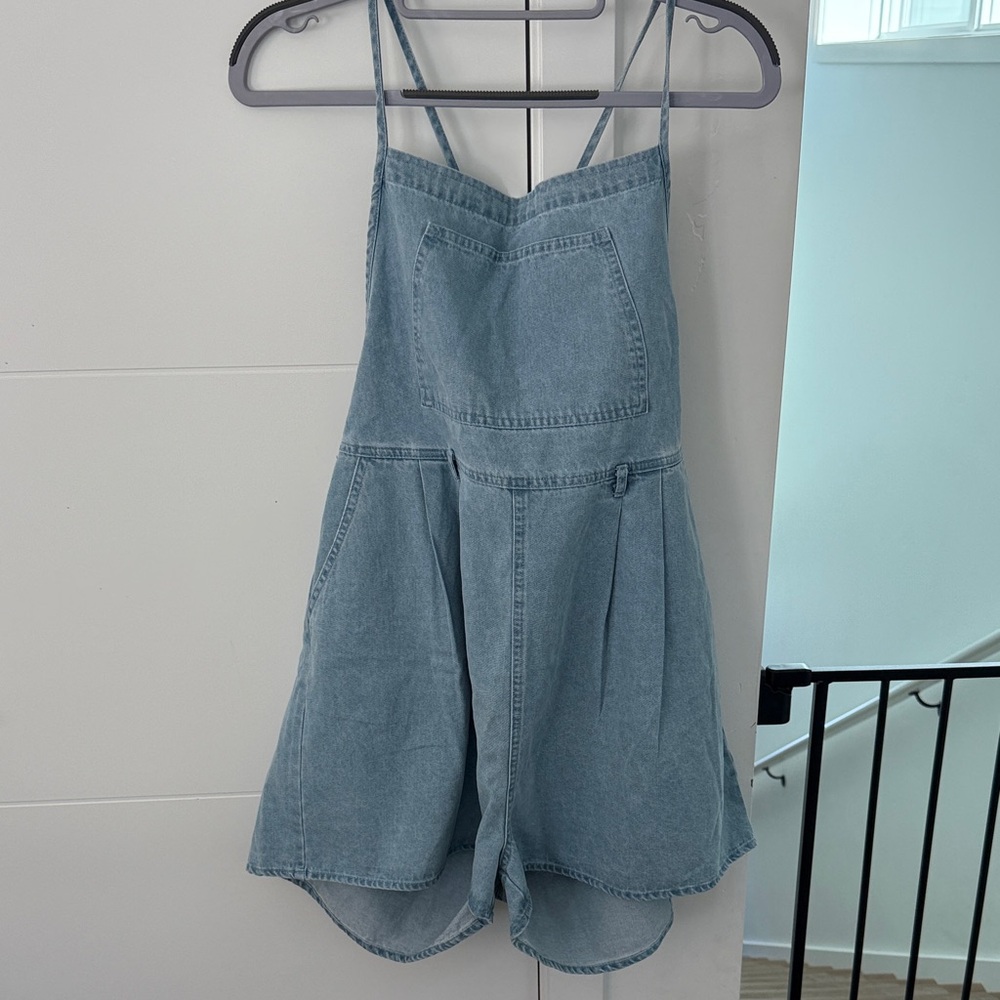 Pink Lily Light Blue Denim Romper